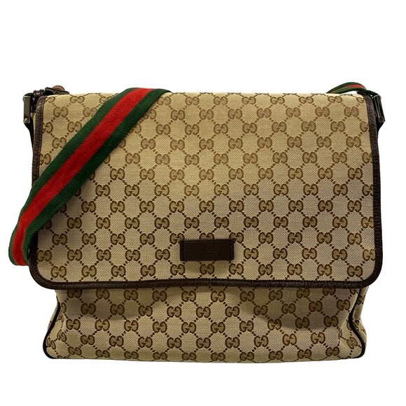 Gucci Handbags - Gucci GG/Shelly Shoulder Bag 233052 Beige Dark Brown Jacquard Leather